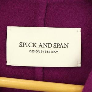Spick&Span ウール Wフェイススタンド ノーカラーコート アウター ロング 36 紫 パープル