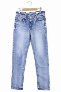 ダメージ加工 デニムパンツ ジーンズ ストレート ダメージ加工 22 青 ブルー