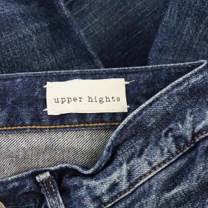 upper hights ミッドライズアンクル ストレートデニム パンツ ジーンズ ダメージ加工 22 青 ブルー