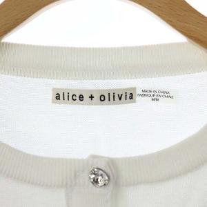 alice + olivia ステイシーフェイス カーディガン ニット 長袖 M 白 ホワイト マルチカラー