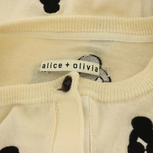 alice + olivia ロゴワッペンカーディガン 長袖 ニット 刺繍 XS アイボリー