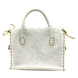 CARVING TRIBES マエストラ M カービングバッグ ハンドバッグ レザー 白 ホワイト