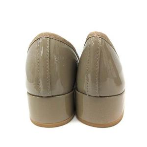 Repetto バレエシューズ パンプス エナメル チャンキーヒール ローヒール リボン 38 24cm グレージュ