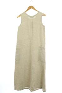 agnes b. 21SS ヘビーリネンノースリーブワンピース 36 グレージュ