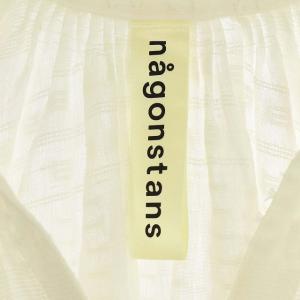 nagonstans リネン 刺繍ブラウス チュニック ボリュームスリーブ 長袖 38 白 ホワイト アイボリー