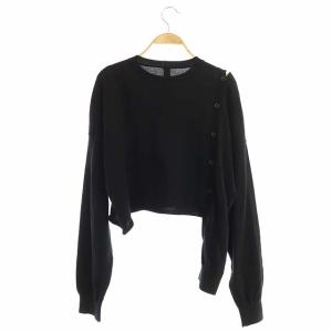 nagonstans 21SS Variation Knit ニット カットソー 変形 長袖 プルオーバー クルーネック 38 黒 ブラック