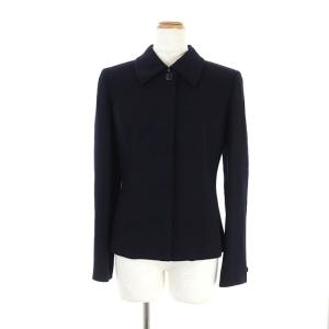 LANVIN collection セットアップ 上下 ウール ステンカラージャケット 総裏地 タイトスカート ミモレ丈 38 紺 ネイビー