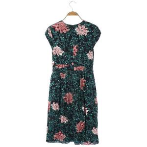 TOCCA 花柄Vネックフレンチスリーブワンピース 0 ブラック