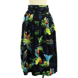 MARC JACOBS トロピカル ハイウエスト フレアスカート ロング 10 黒 マルチカラー ブラック