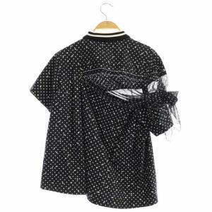 sacai 19SS ポルカドットトップス カットソー 半袖 水玉 切替 1 黒 白