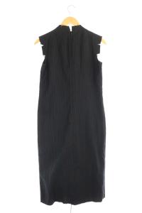 Martin Margiela 4 ウール ノースリーブワンピース ロング カットオフ ストライプ 36 黒 ブラック