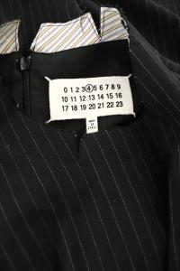 Martin Margiela 4 ウール ノースリーブワンピース ロング カットオフ ストライプ 36 黒 ブラック