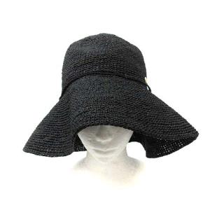 HELEN KAMINSKI 帽子 麦わら帽子 ストローハット ラフィア リボン ブラック