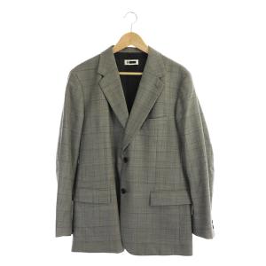H MONOTONE CHECK NOTCHED LAPEL 2B JACKET 38 グレー