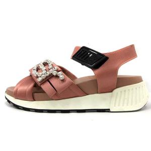 Sergio Rossi サンダル ストラップ ウエッジソール ビジュー ロゴ 36 23cm ピンク