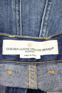 GOLDEN GOOSE ダメージ加工ストレートデニム パンツ ジーンズ ワイド バギー ボタンフライ 27 青 ブルー G33WP184