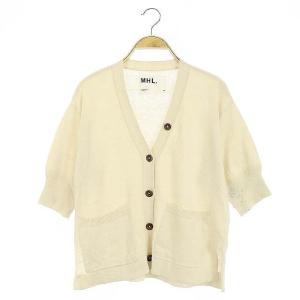 19SS FINE SLUB COTTON LINEN CARDIGAN カーディガン ニット 五分袖 リネン混 2 ライトベージュ