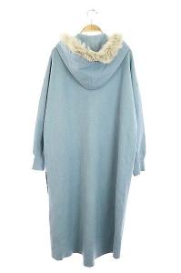 Grace Class 20SS ファーフードニットワンピース ロング 長袖 36 ライトブルー