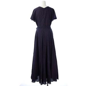 MARIHA カシュクールドットマキシワンピース ロング 半袖 リボンベルト付き 38 紺 赤 ネイビー レッド