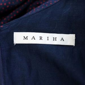 MARIHA カシュクールドットマキシワンピース ロング 半袖 リボンベルト付き 38 紺 赤 ネイビー レッド