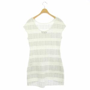 CHANEL ニット チュニック 34 白 紺 17P P56156K07339