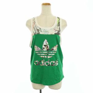 adidas Originals トップショップ TOPSHOP タンクトップ パンツ セットアップ 上下 ライン M 緑 白 グリーン ホワイト