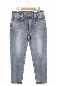 20AW DPLTHELADY ミッドライズ ボーイフレンドデニム パンツ ジーンズ テーパード ダメージ加工 25 グレー