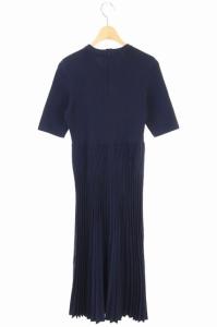 CELFORD 19AW ボウタイプリーツニットワンピース ロング ネイビー