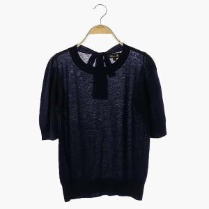カシミヤ バックリボン ニット 1 紺 ネイビー
