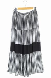 21SS サテンティアードスカート ロング フレア ギャザー チェック