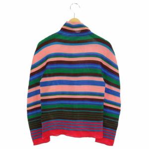 me ISSEY MIYAKE 19SS ボーダー ハイネックプリーツカットソー プルオーバー 長袖 ピンク マルチカラー