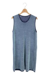 イッセイミヤケ ノースリーブニットワンピース ライトブルー