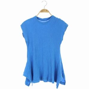 イッセイミヤケ ノースリーブカットソー プルオーバー 楊柳 2 ブルー