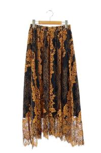 スカラレースギャザースカート フレア ロング