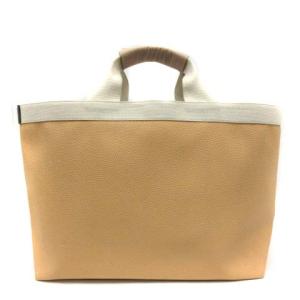 Hervé Chapelier 21SS コーテッドキャンバス スクエア トート A4サイズ トートバッグ ハンドバッグ ベージュ 705GP