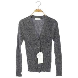 19AW ウーステッドウールリブ Vネックカーディガン ニット 長袖 S グレーミックス