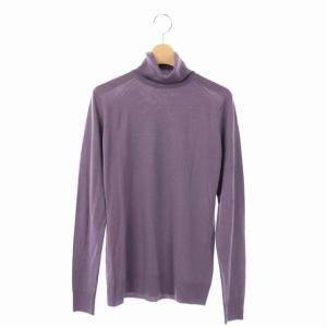 ウール タートルネック ニット セーター 長袖 プルオーバー Ｍ 紫 パープル