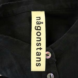 nagonstans 20SS リネンサイドボタン チュニックロングシャツ 長袖 バンドカラー 38 黒 ブラック