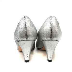 CHANEL パンプス ポインテッドトゥ ココマーク レザー 36.5C 23.5cm シルバー