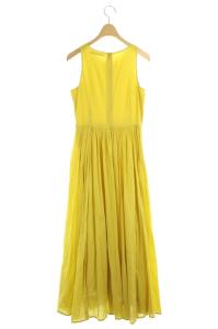 MARIHA 夏のレディのドレス ワンピース フレア ロング ノースリーブ 黄色 イエロー