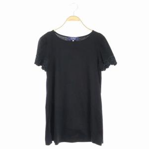 19SS カットソー フェイクパール装飾 半袖 40 ブラック