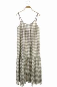 Grace Class 21SS ギンガムジャガードキャミドレスワンピース チェック リネン混 ラメ 36