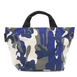 トートバッグ ハンドバッグ カモフラ柄 ナイロン 舟型 迷彩柄 青 ブルー