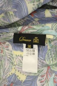 Drawer フラワープリント スカート フレア タック ロング ウエストリボン マルチカラー ブルー