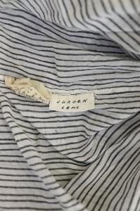 JURGEN LEHL ストライプワンピース ひざ丈 チュニック 七分袖 白 黒 ホワイト ブラック