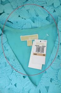 MICHAEL Michael Kors フラワーアップリケ スタッズワンピース 膝丈 ノースリーブ Vネック 12 青 ターコイズブルー