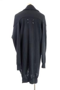 Martin Margiela 1 ウールニットカーディガン トッパー 長袖 スリット リボンベルト付き S 黒 ブラック