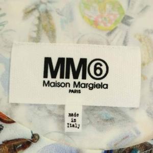 Martin Margiela 6 カットソー ノースリーブ 総柄 38 ホワイト マルチカラー