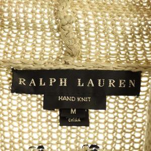 RALPH LAUREN HAND KNIT ネイティブ柄カーディガン リネン ドレープ 長袖 M ベージュ 黒 ブラック アイボリー