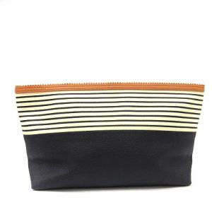 TORY BURCH ロゴボーダーポーチ ブラック